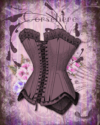 Corsetiere Deux Black Ornate Wood Framed Art Print with Double Matting by Lavoie, Tina