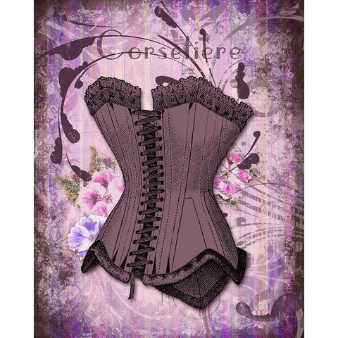 Corsetiere Deux Black Modern Wood Framed Art Print with Double Matting by Lavoie, Tina