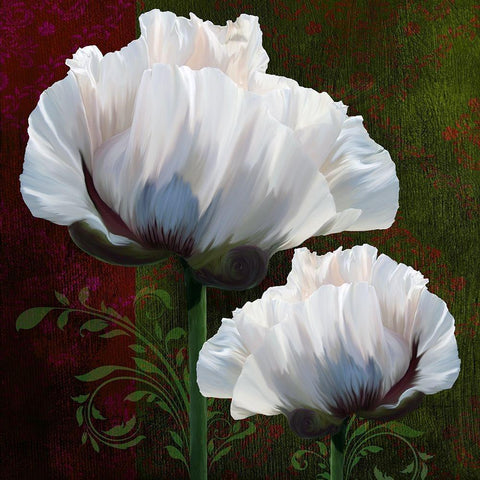 Coquelicots En Vert Black Modern Wood Framed Art Print by Lavoie, Tina