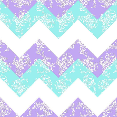 Purple Aqua Damask Fresh White Modern Wood Framed Art Print with Double Matting by Lavoie, Tina