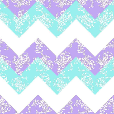 Purple Aqua Damask Fresh White Modern Wood Framed Art Print by Lavoie, Tina