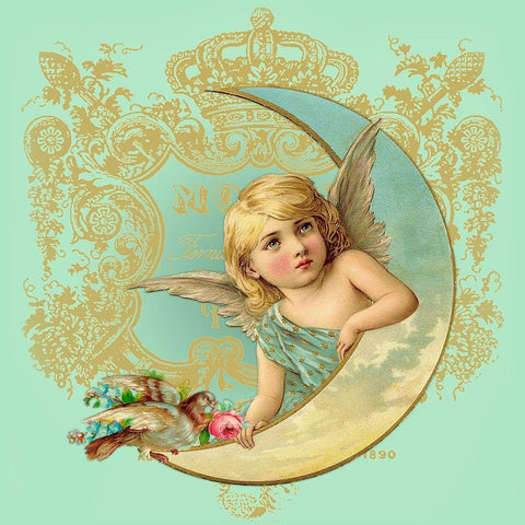 Luna Angel Gold Ornate Wood Framed Art Print with Double Matting by Lavoie, Tina