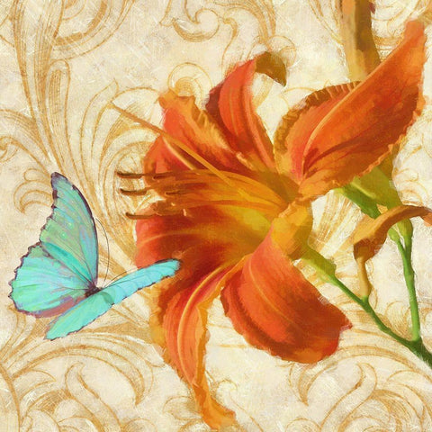 Satsuma Day Lily I Black Modern Wood Framed Art Print with Double Matting by Lavoie, Tina