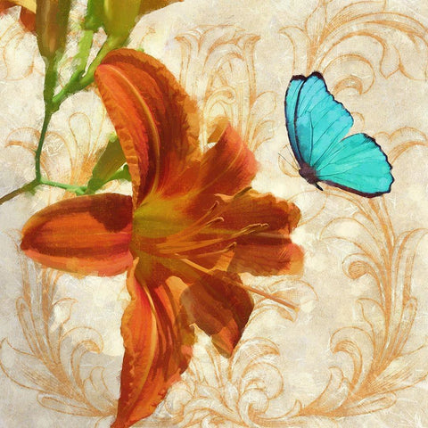 Satsuma Day Lily II Gold Ornate Wood Framed Art Print with Double Matting by Lavoie, Tina