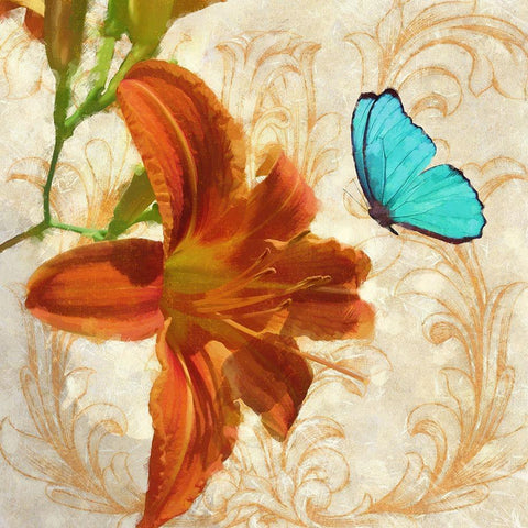 Satsuma Day Lily II Black Ornate Wood Framed Art Print with Double Matting by Lavoie, Tina