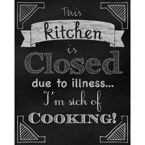 Sick Of Cooking White Modern Wood Framed Art Print by Lavoie, Tina