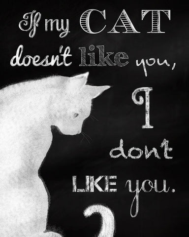 If My Cat Doesnt Like You White Modern Wood Framed Art Print with Double Matting by Lavoie, Tina