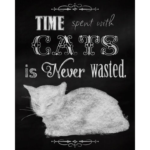 Time Spent With Cats Black Modern Wood Framed Art Print by Lavoie, Tina