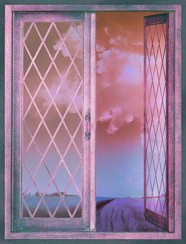 Lavender Cottage White Modern Wood Framed Art Print with Double Matting by Lavoie, Tina