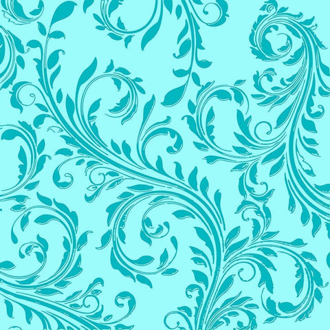 Aqua Teal Damask Black Modern Wood Framed Art Print by Lavoie, Tina