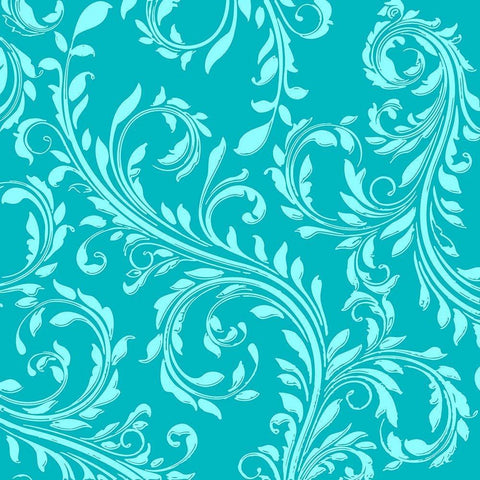 Teal Aqua Damask Black Modern Wood Framed Art Print by Lavoie, Tina