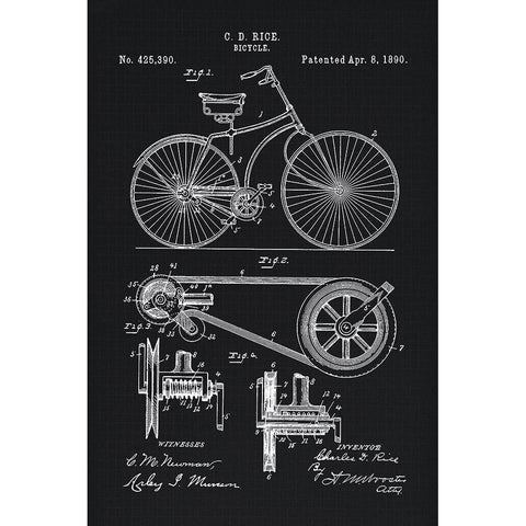 1890 Bicycle White Modern Wood Framed Art Print by Lavoie, Tina