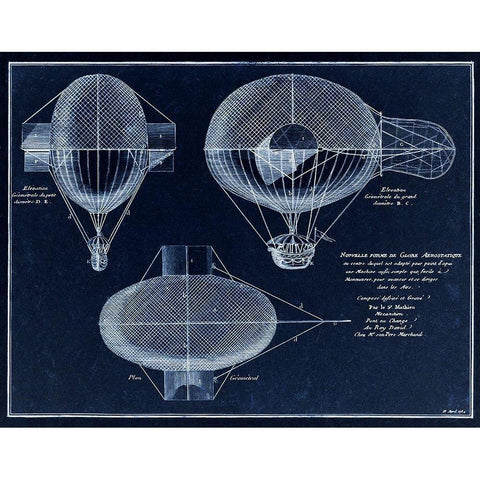 French Airship Balloon 1784 White Modern Wood Framed Art Print by Lavoie, Tina
