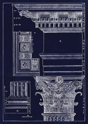 Andrea Palladio Corinthian Capital 1557 Black Ornate Wood Framed Art Print with Double Matting by Lavoie, Tina