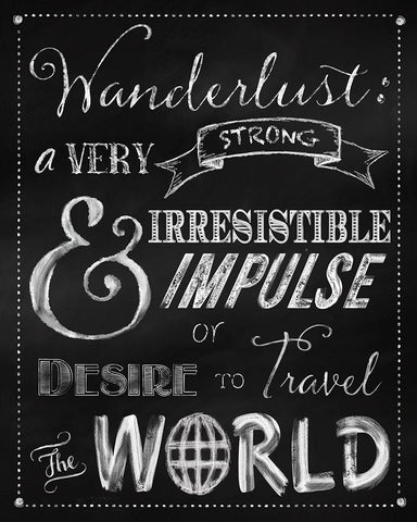 Wanderlust Chalkboard Travel Series White Modern Wood Framed Art Print with Double Matting by Lavoie, Tina