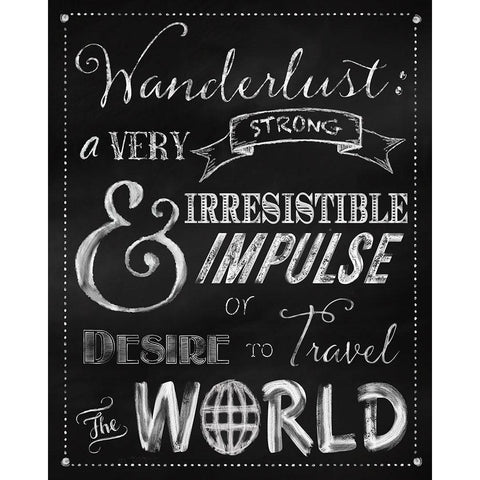 Wanderlust Chalkboard Travel Series White Modern Wood Framed Art Print by Lavoie, Tina