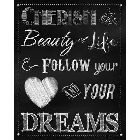 Chalkboard Cherish The Beauty Black Modern Wood Framed Art Print with Double Matting by Lavoie, Tina