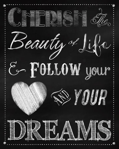 Chalkboard Cherish The Beauty Black Ornate Wood Framed Art Print with Double Matting by Lavoie, Tina