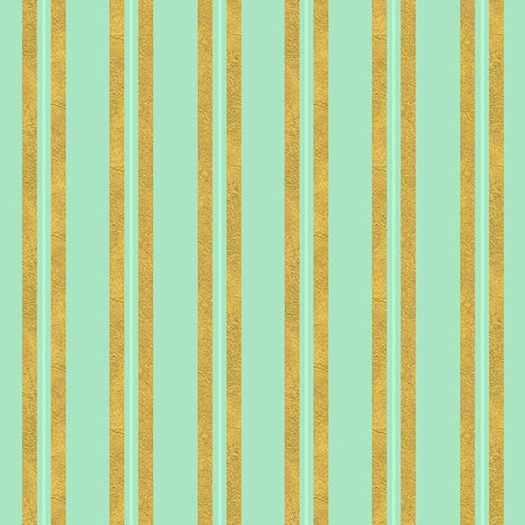 Golden Mint Stripes 2 Black Ornate Wood Framed Art Print with Double Matting by Lavoie, Tina