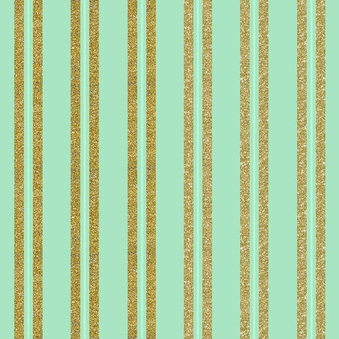 Golden Mint Stripes Black Ornate Wood Framed Art Print with Double Matting by Lavoie, Tina