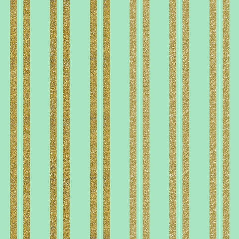 Golden Mint Stripes Gold Ornate Wood Framed Art Print with Double Matting by Lavoie, Tina