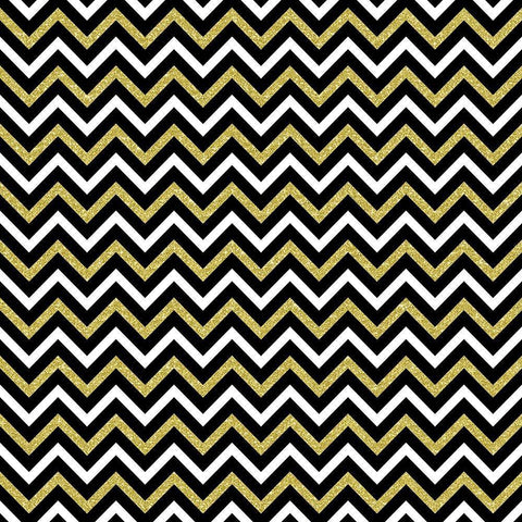 Small Bling Chevron Black Ornate Wood Framed Art Print with Double Matting by Lavoie, Tina