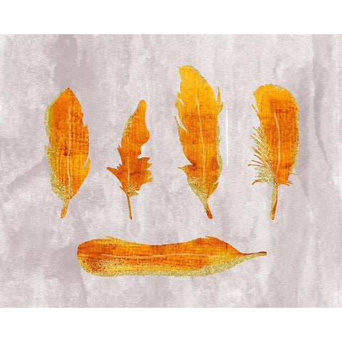 Gold Ombre Feathers II Gold Ornate Wood Framed Art Print with Double Matting by Lavoie, Tina