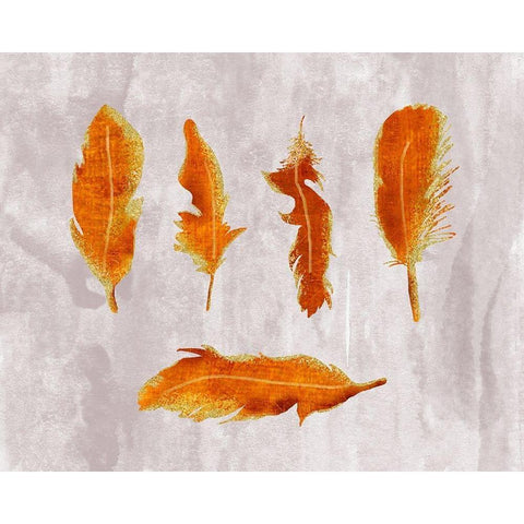 Gold Ombre Feathers III Black Modern Wood Framed Art Print by Lavoie, Tina