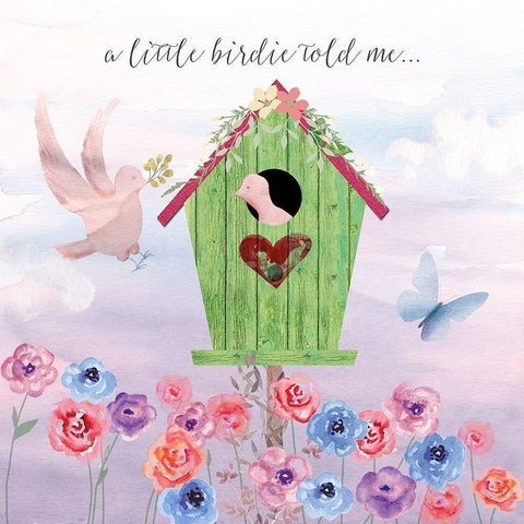 A Birdie Told Me Gold Ornate Wood Framed Art Print with Double Matting by Lavoie, Tina