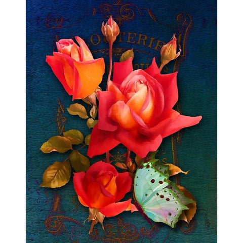 Vintage Roses Black Modern Wood Framed Art Print by Lavoie, Tina