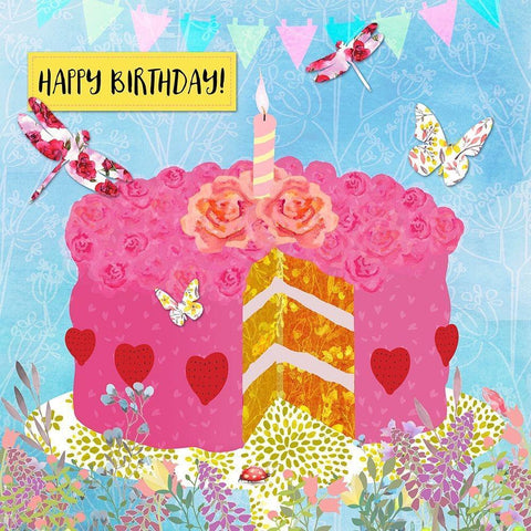 Birthday Garden Party Card White Modern Wood Framed Art Print by Lavoie, Tina