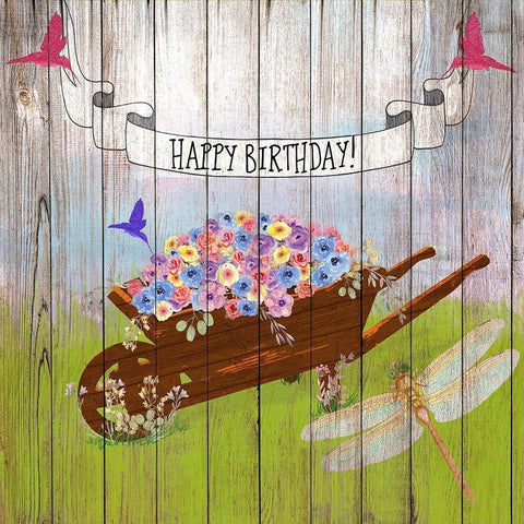 Country Birthday Wishes Black Modern Wood Framed Art Print with Double Matting by Lavoie, Tina