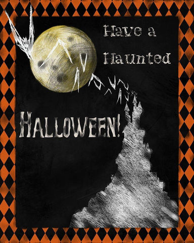 Haunted Halloween White Modern Wood Framed Art Print with Double Matting by Lavoie, Tina