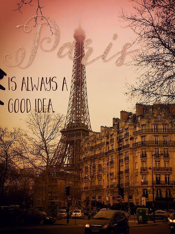 Paris Is Always A Good Idea Black Ornate Wood Framed Art Print with Double Matting by Lavoie, Tina