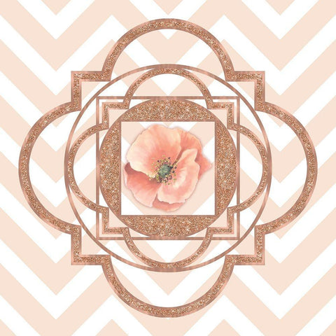 Persian Rose Gold Quatrefoil White Modern Wood Framed Art Print by Lavoie, Tina