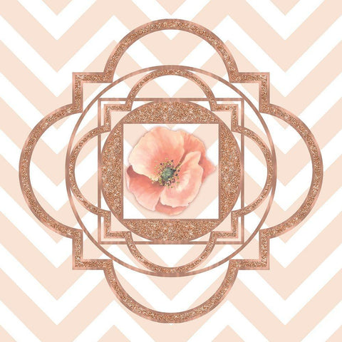 Persian Rose Gold Quatrefoil Black Ornate Wood Framed Art Print with Double Matting by Lavoie, Tina