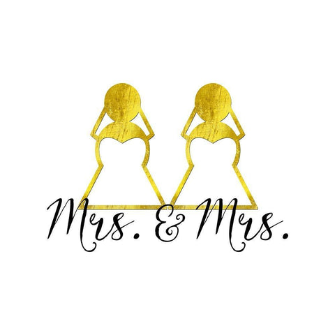 Wedding Couple - Mrs. Mrs. Black Ornate Wood Framed Art Print with Double Matting by Lavoie, Tina