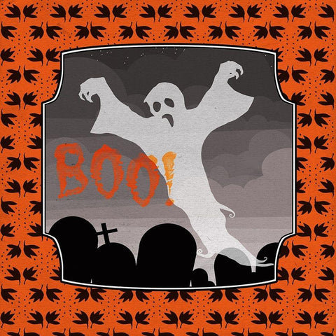 Boo Ghost White Modern Wood Framed Art Print with Double Matting by Lavoie, Tina