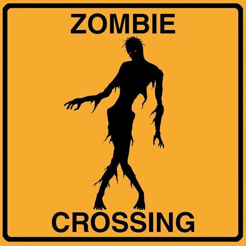 Zombie Crossing White Modern Wood Framed Art Print by Lavoie, Tina