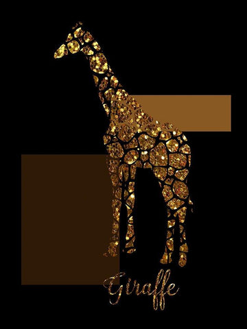 1 Gold Giraffe Black Ornate Wood Framed Art Print with Double Matting by Lavoie, Tina