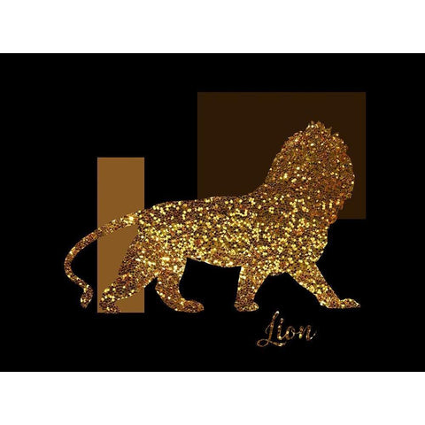 3 Golden Lion Black Modern Wood Framed Art Print with Double Matting by Lavoie, Tina