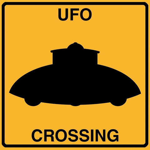 UFO Crossing White Modern Wood Framed Art Print with Double Matting by Lavoie, Tina