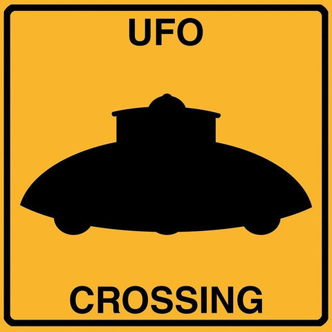 UFO Crossing Gold Ornate Wood Framed Art Print with Double Matting by Lavoie, Tina
