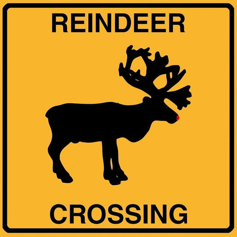 Reindeer Crossing Black Modern Wood Framed Art Print with Double Matting by Lavoie, Tina
