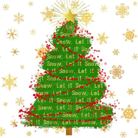 Let It Snow Christmas Tree Black Modern Wood Framed Art Print with Double Matting by Lavoie, Tina