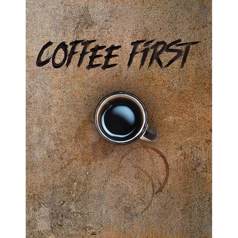 Coffee First Black Modern Wood Framed Art Print with Double Matting by Lavoie, Tina