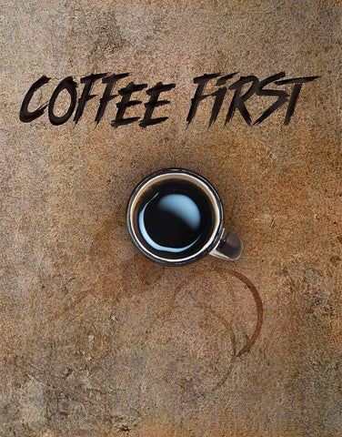 Coffee First White Modern Wood Framed Art Print with Double Matting by Lavoie, Tina