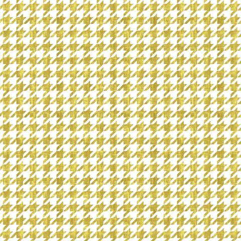 Gold Houndstooth On White White Modern Wood Framed Art Print with Double Matting by Lavoie, Tina