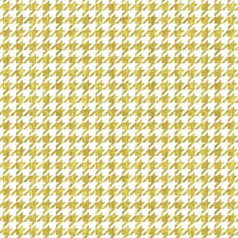 Gold Houndstooth On White White Modern Wood Framed Art Print by Lavoie, Tina