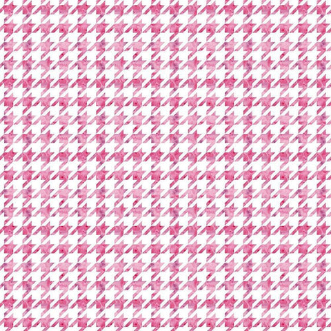 Pink Watercolor Houndstooth White Modern Wood Framed Art Print by Lavoie, Tina